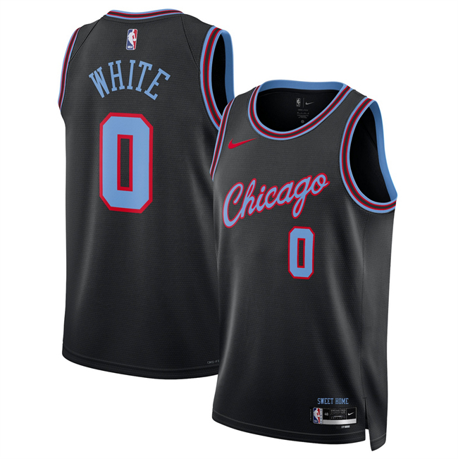 Men's Chicago Bulls #0 Coby White Black 2025/26 City Edition Stitched Basketball Jersey